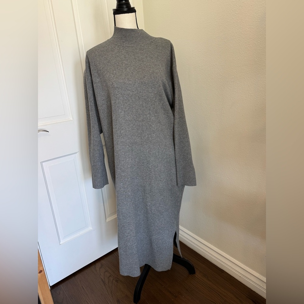 NWT Gray Mock Turtleneck Sweater Dress
